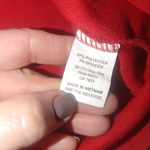 Moa Moa Red Flutter Sleeve Blouse Women's Plus Size 3X Stretch Perforated - Picture 5 of 7